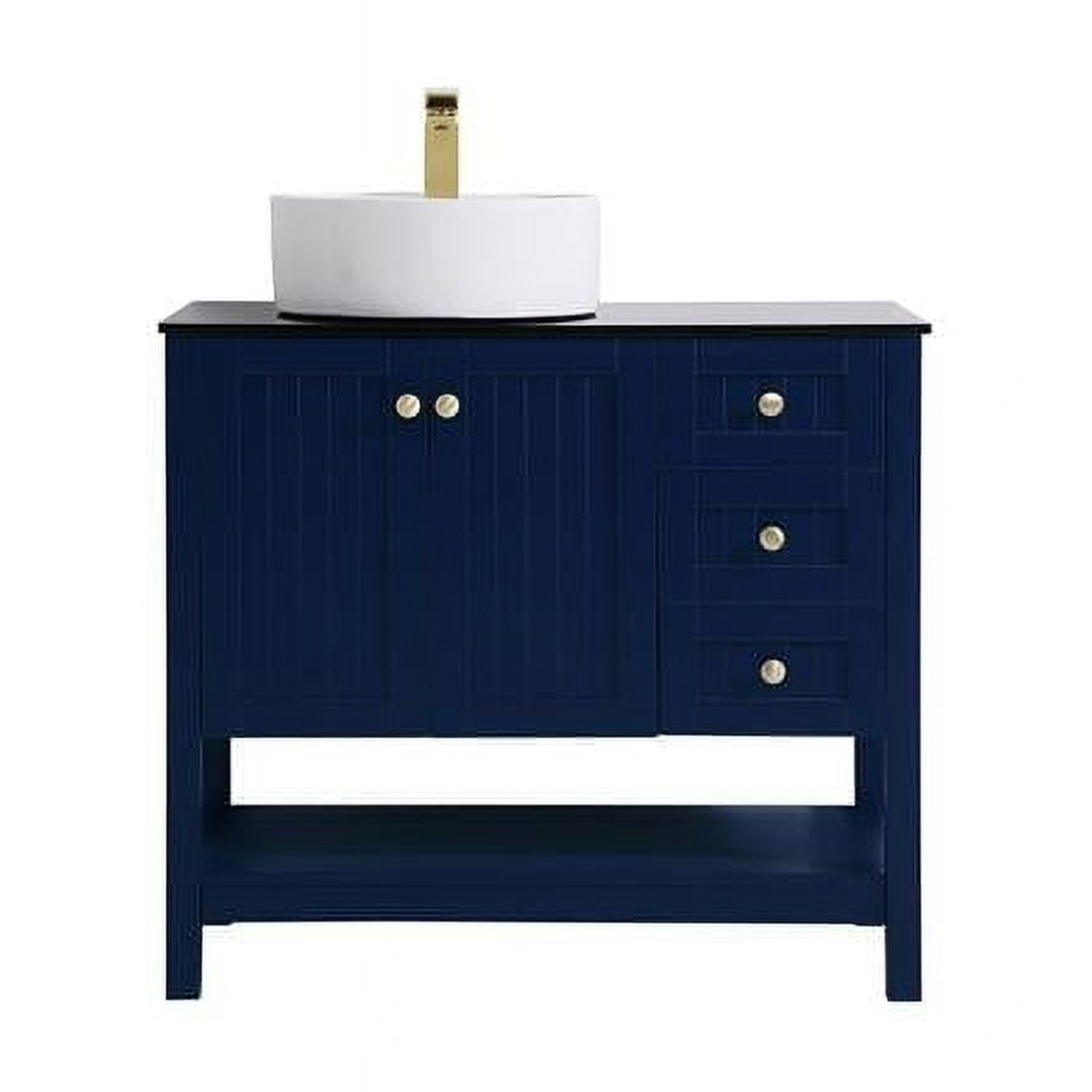 Blue and Gold 36" Steel and Porcelain Bathroom Vanity