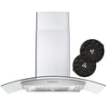 thumbnail image 1 of 36 in. Vista Collection Ductless Wall Mount Range Hood, Button Controls, LED Lights, Stainless Steel, 1 of 13