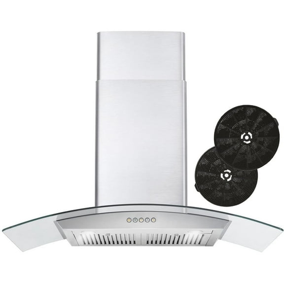 36 in. Vista Collection Ductless Wall Mount Range Hood, Button Controls, LED Lights, Stainless Steel