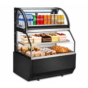 36 in.W 11.4 Cu. Ft. Double Deck Open Air Refrigerated Bakery Display Case, Curved Glass Grab and Go Merchandiser