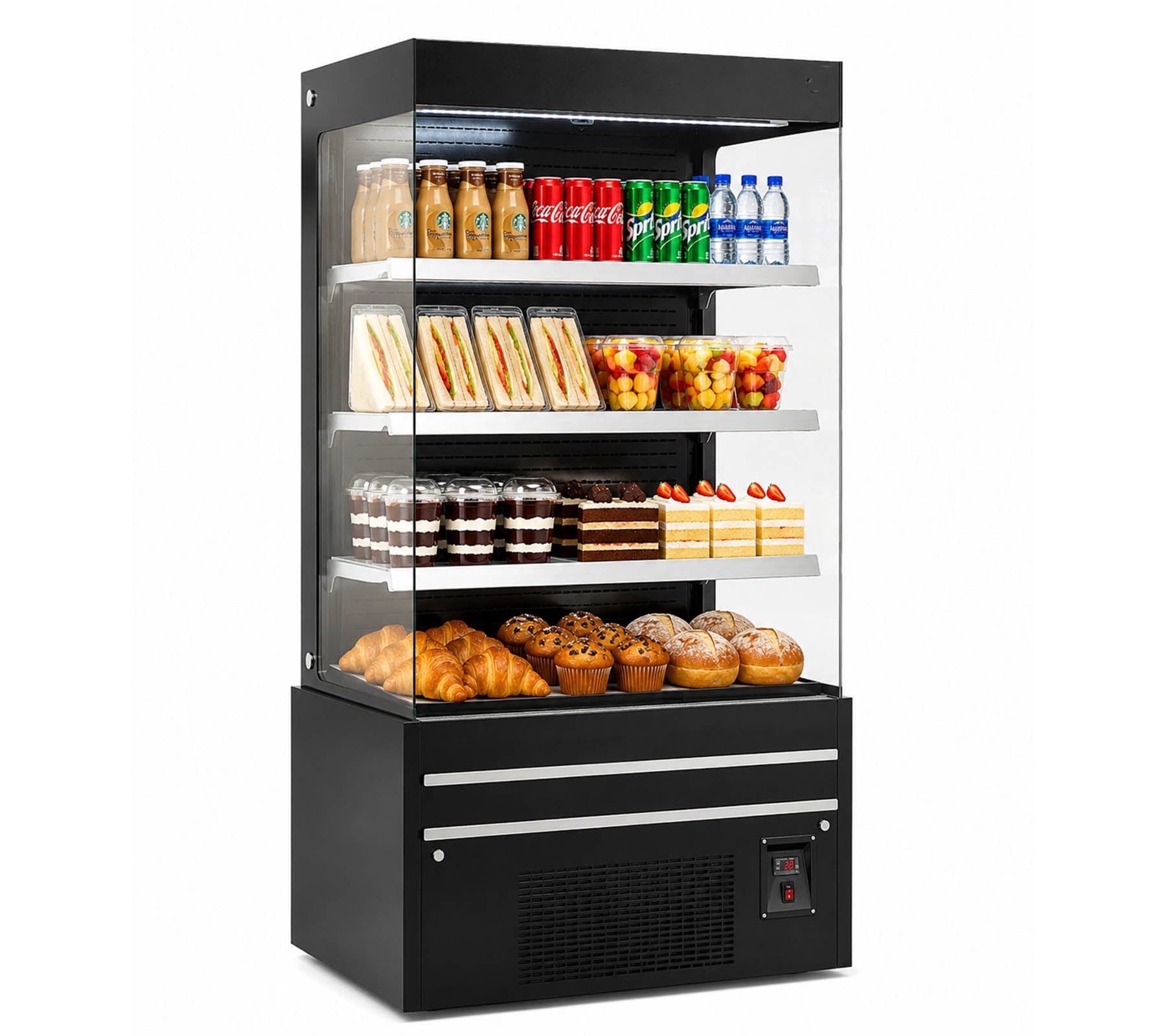 36 in. W 18 Cu. ft Commercial Open Air Display Merchandiser Refrigerator, Grab & Go Refrigerated Display Case, NSF Certified, Vertical Air Curtain Cooler