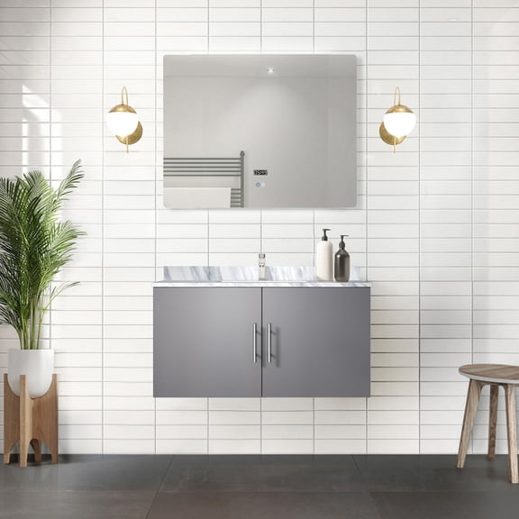 36 in. W Dark Grey Vanity with Chrome Faucet | Provide a Functional Bathroom Space with Included Mirror | Enjoy a Stain - Proof Surface