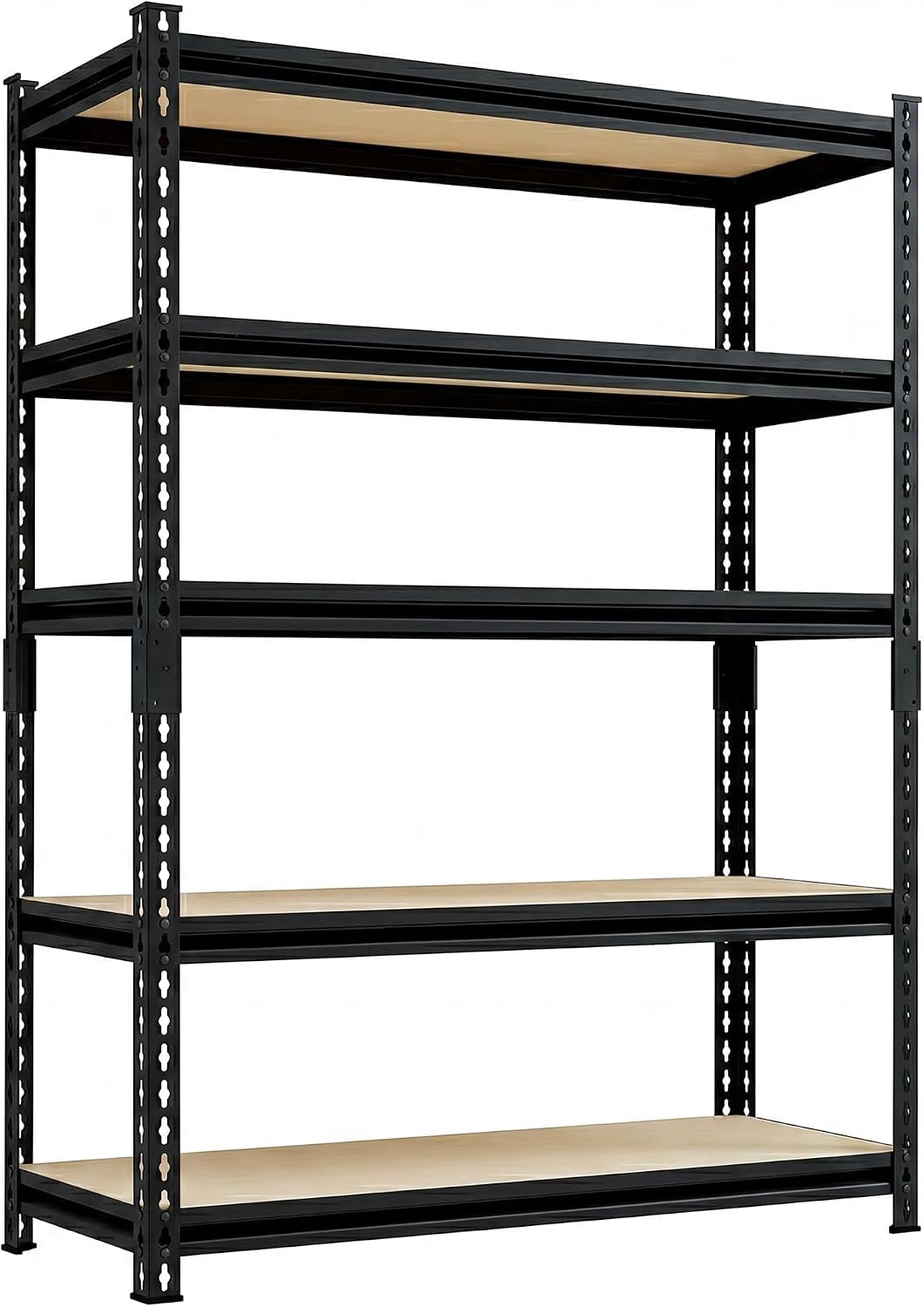 36-in W x 14-in D x 72-in H 5-Tier Heavy Duty Black Metal and Wood