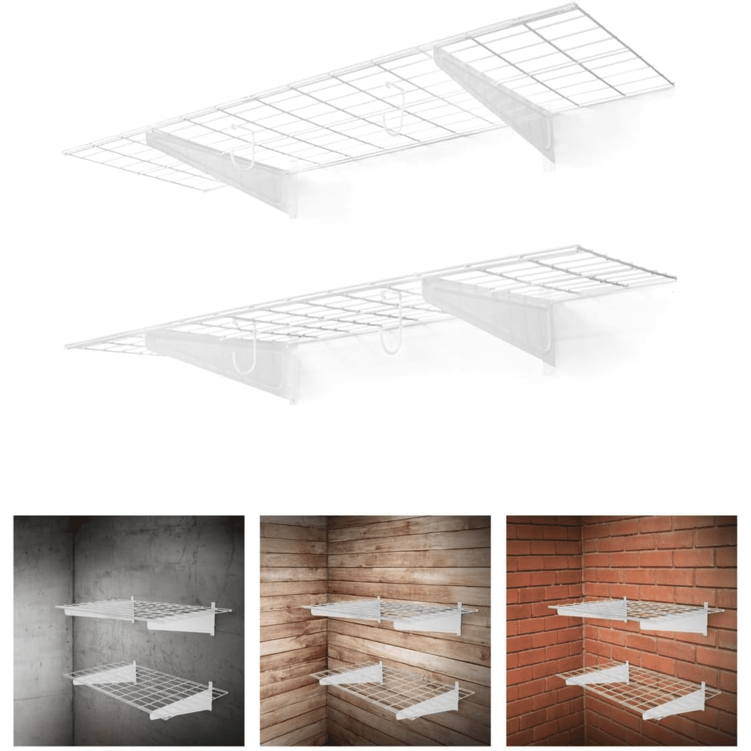 36 in. W x 18 in. D Wall Mounted Garage Wall Shelving w/ 2 Hooks Black