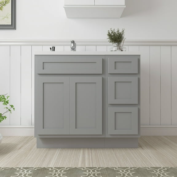 36 in. W x 21 in. D x 32.5 in. H Bath Vanity Cabinet without Top in Gray