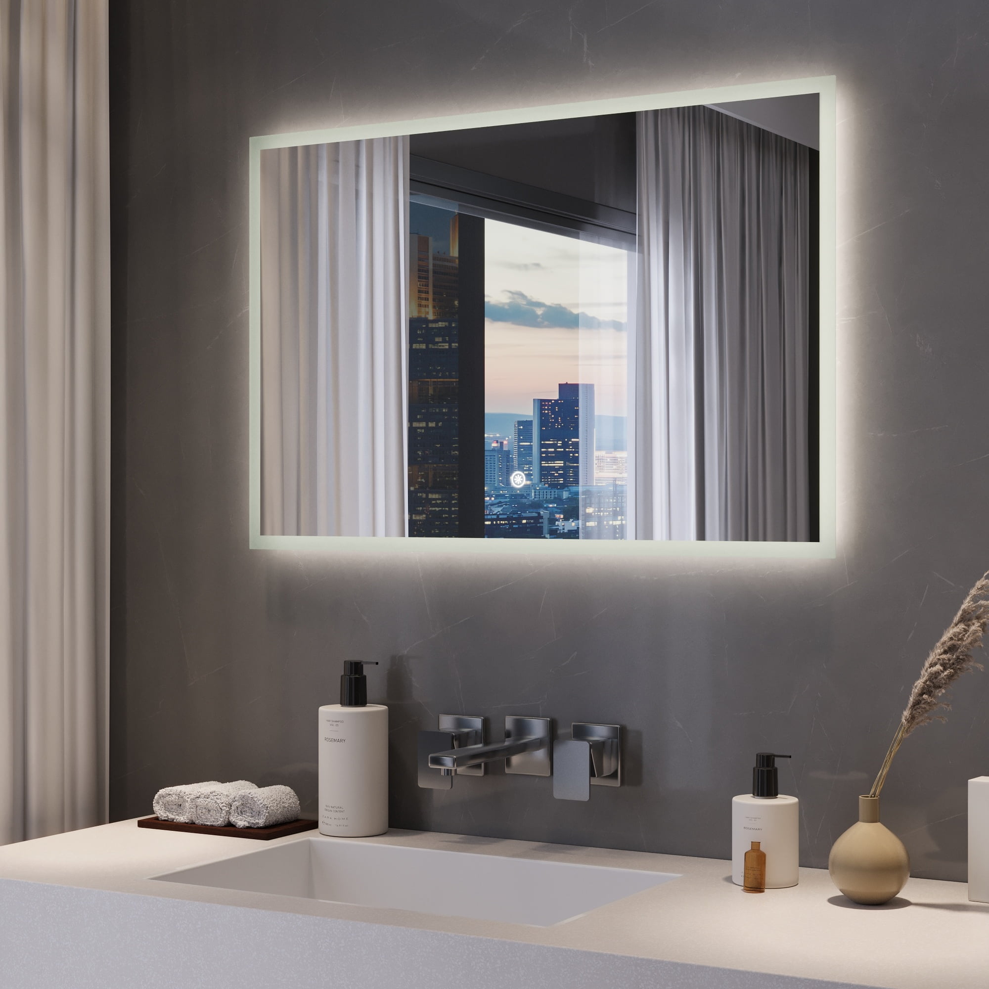 DeerValley 24" x 36" LED Bathroom Mirror ,3 Colors Temperature & Dimmable Light Anti-fog Memory Function Bathroom Vanity Mirror