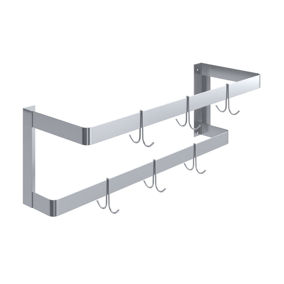 36 in. Wall-Mounted Stainless Steel Double-Line Pot Rack