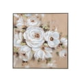 thumbnail image 1 of 36 in. White Blossom Roses & Framed Canvas Hand Painted Wall Art, Pink, Ivory & Beige, 1 of 1