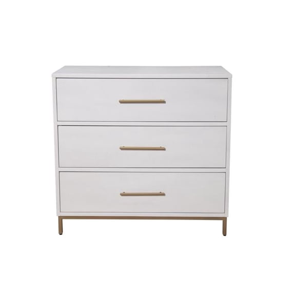36 in. White Solid Wood Three Drawer Chest