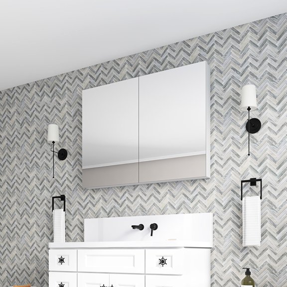 36 in Wide, 4.8 in High - 2 in 1 Bathroom Storage Solution - Wall Mounted Design - Protection of Privacy