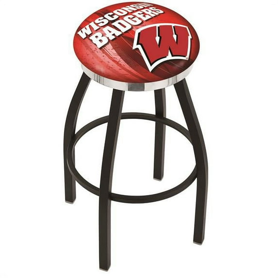 36 in. Wisconsin Bar Stool with Badgers W Logo Swivel Seat