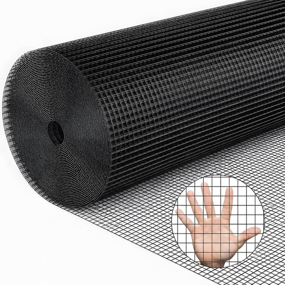 36 in x 100 ft Black Metal Mesh Roll, 1/2 in Welded Wire, Low Carbon Steel, Garden Plant Fencing, Chicken Coop and Home Renovation