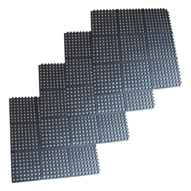 36 in. x 36 in. AntiFatigue Rubber Interlocking Floor Mats (4Pack