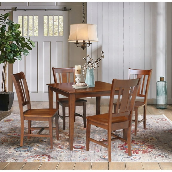 36 in. x 36 in. Wood Dining Table with 4 San Remo Splatback Chairs in Espresso