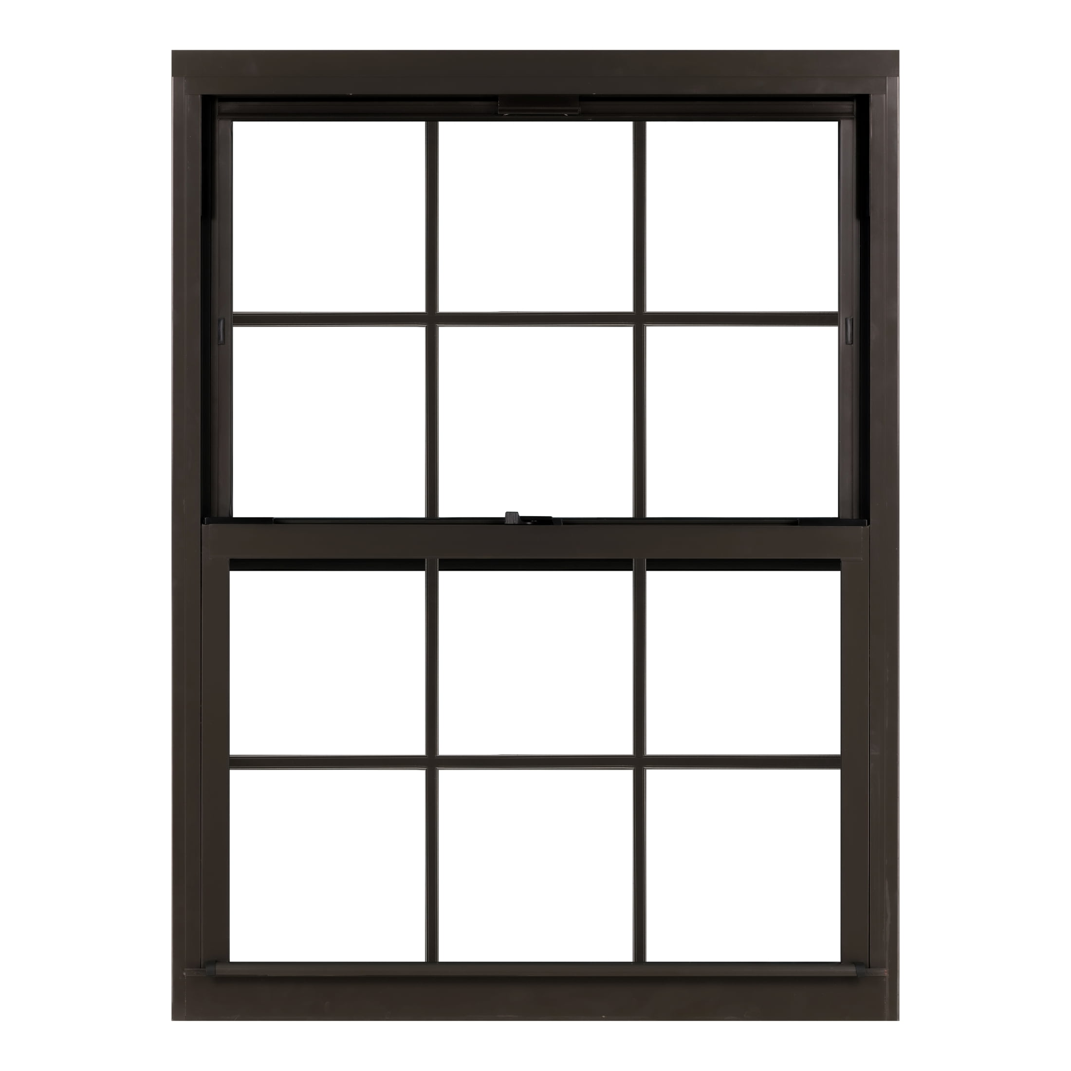 36 in. x 48 in. Brown Aluminum Double Hung Double-Pane Insulated Window with Low-E Glass, Grids and Screen