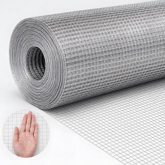 36 in x 50 ft Silver Metal Mesh Roll, 1/2 in Welded Wire, Low Carbon Steel, Garden Plant Fencing for Chicken Coops and Home Renovation