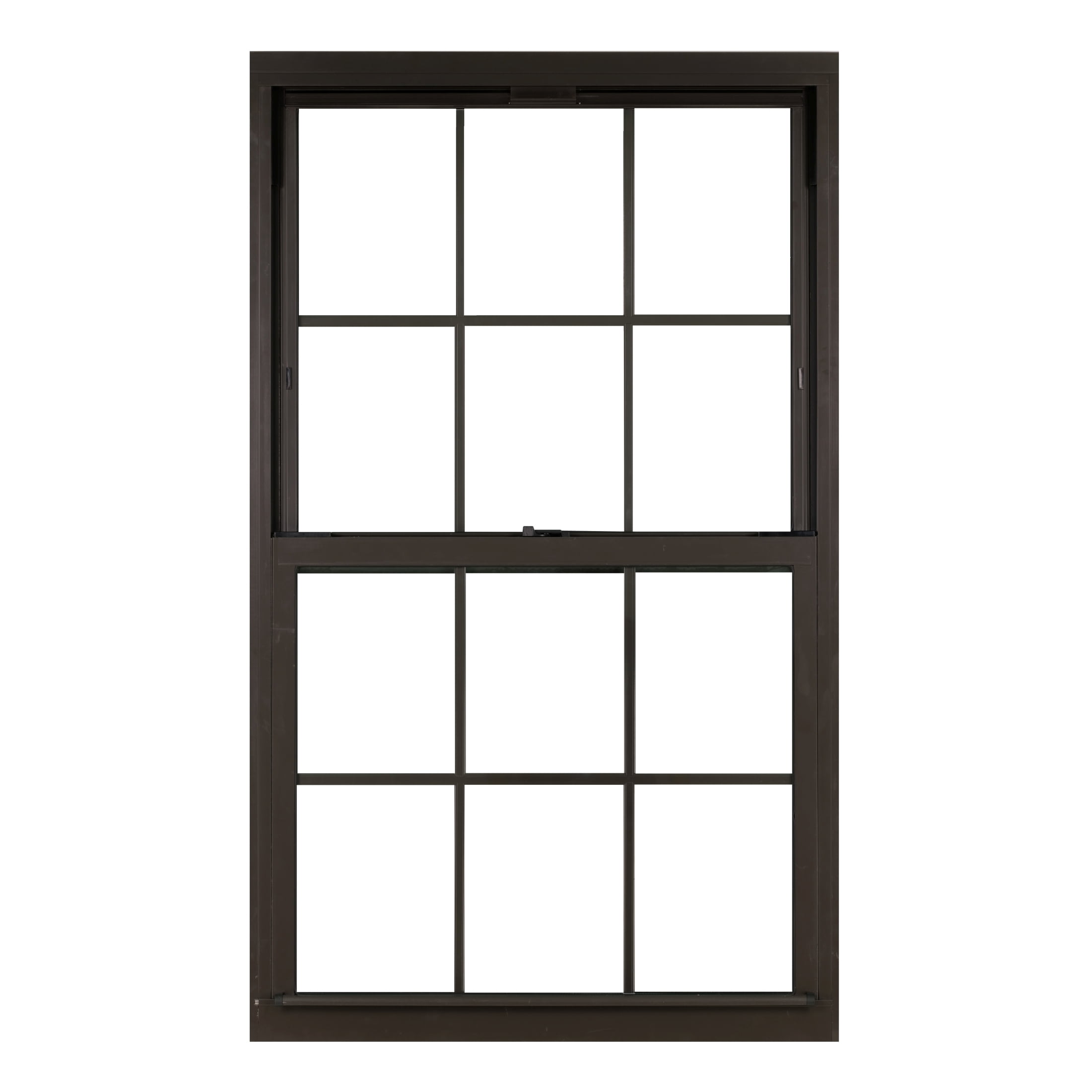 36 in. x 60 in. Brown Aluminum Double Hung Double-Pane Insulated Window with Low-E Glass, Grids and Screen