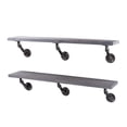 thumbnail image 1 of 36 in. x 7.5 in. x 6.75 in. Riverstone Grey Restore Wood Wall Shelving with Industrial Angled Steel Pipe Brackets, 1 of 9