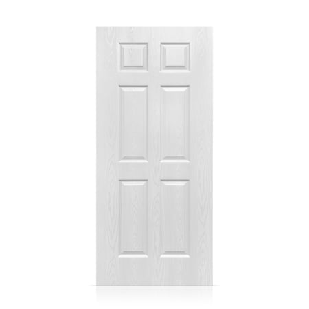 36 in. x 80 in. White Texture 6 Panel Hollow Core Composite Interior Door Slab