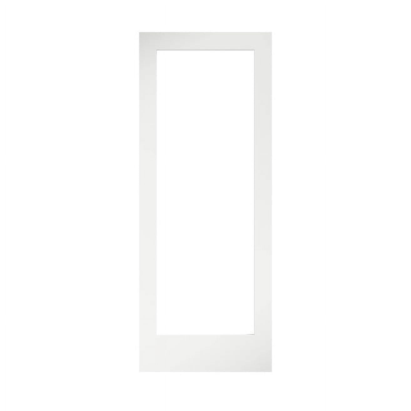 36 in. x 80 in. x 1-3/8 in. Clear Glass 1-Lite Shaker Primed Solid Wood Core Interior Door Slab
