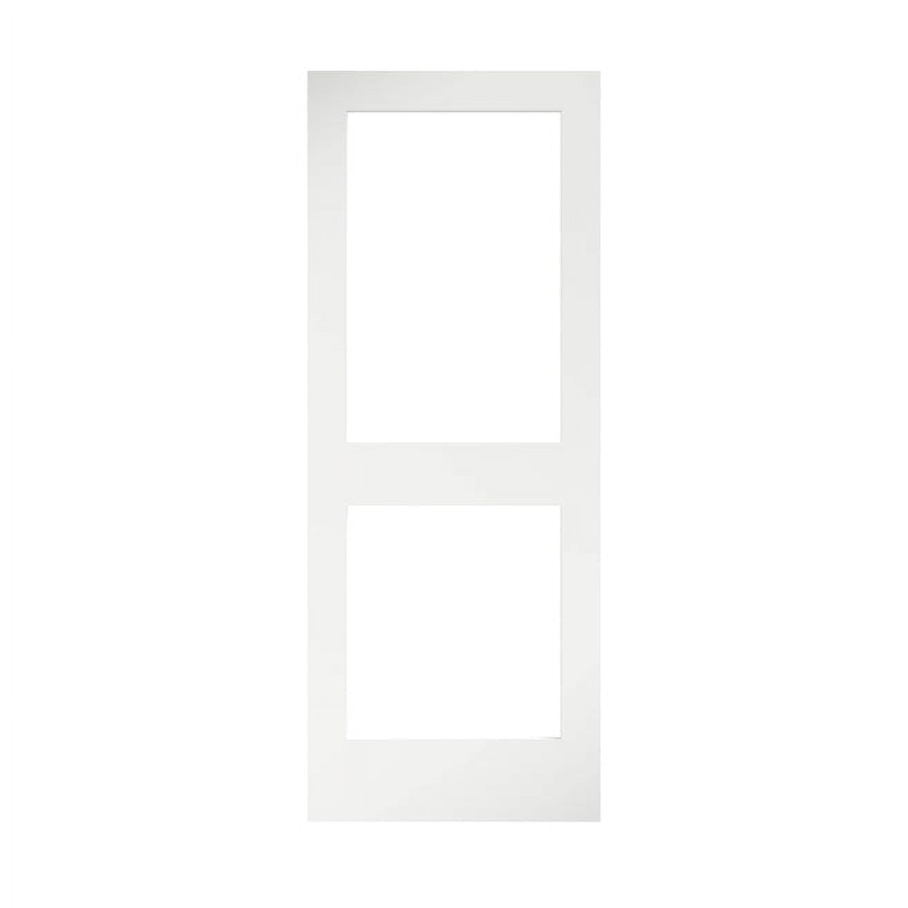 36 in. x 80 in. x 1-3/8 in. Clear Glass 2-Lite Shaker Primed Solid Wood Core Interior Door Slab