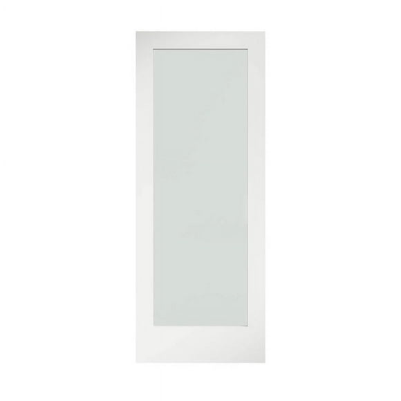 36 in. x 80 in. x 1-3/8 in. Frosted Glass 1-Lite Shaker Primed Solid Wood Core Interior Door Slab