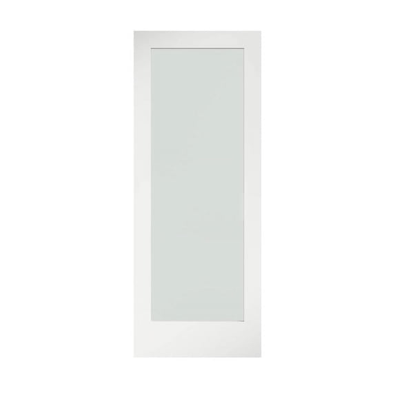 36 in. x 80 in. x 1-3/8 in. Frosted Glass 1-Lite Shaker Primed Solid Wood Core Interior Door Slab