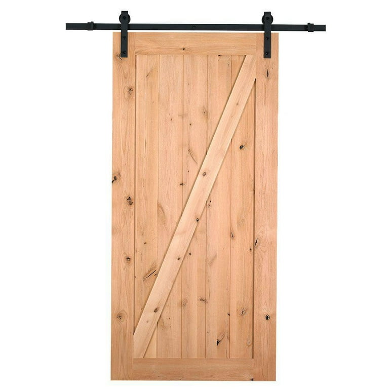 36 in. x 84 in. Canadian Hemlock Distressed Smoke Sliding Barn Door with Hardware Kit 36 in. x 84 in. Canadian Hemlock Distressed Smoke Sliding Barn Door with Hardware Kit