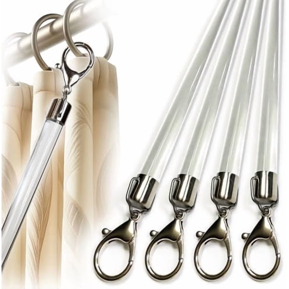 36 inch (4 Pack) Steel Cap Round Base Acrylic Curtain Pull Wand - Clear Curtain Wand - Invisible Drapery Wand - Drapery Pull Rod (36 Inch)$$Home Decor, Kitchen, & Other
