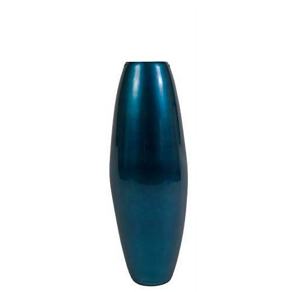 36 inch Bamboo Cylinder Floor Vase & Branches - Lacquer Blue