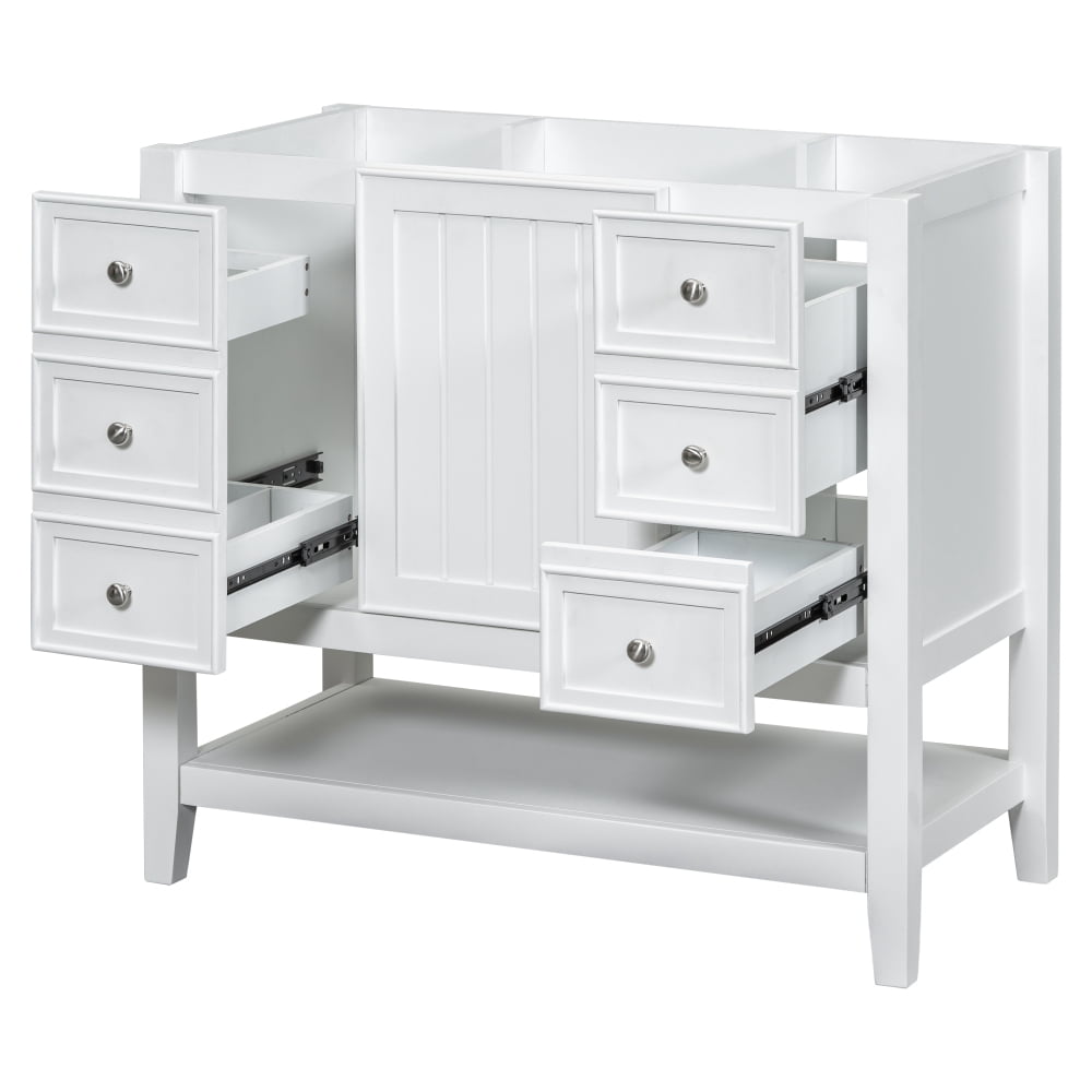 36 inch Bathroom Vanity Cabinet without Sink, Modern Wood Storage Cabinet with 3 Drawers and ...