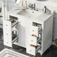 thumbnail image 1 of 36 inch Bathroom Vanity with Sink, Bathroom Sink Vanity with Adjustable Shelves and 4 Drawers, Built-in Soft Closing Doors, Freestanding Bathroom Vanity Cabinet for Bathroom, White, 1 of 9