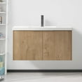 thumbnail image 1 of 36 inch Bathroom Vanity with Sink, Wall Mounted Floating Bathroom Vanity with Open Storage Cabinet, Built-in Soft Closing Doors, Floating Bathroom Vanity with Sink for Small Space, Bathroom, Oak, 1 of 9