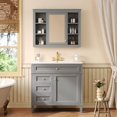 thumbnail image 1 of 36 inch Bathroom Vanity with Medicine Cabinet, Modern Bathroom Storage with 2 Soft Closing Doors and 4 Drawers, Single Sink Vanity Set, Grey, 1 of 8