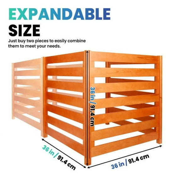 36 - inch Expandable Wooden Air Conditioner Defender Solution - 9.4 - inch Resilient Metal Stakes for Outdoor Equipment Security, Garden Styling & Pet - Proofing