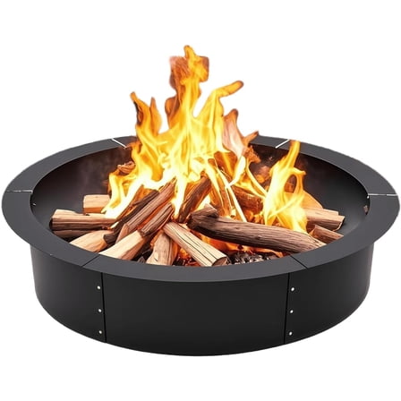 36 inch Fire Pit Ring, Firepit Ring for Camping, Easy Install Interlocking Steel Panels Wood Burning Fire Pit for Outside,Yard,Garden,Outdoor Fireplace