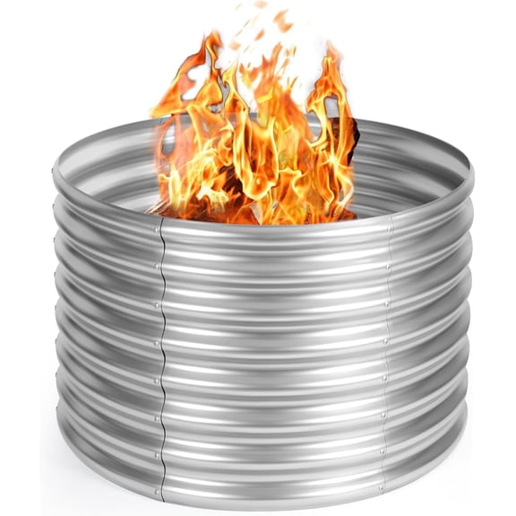 36 inch Fire Pit Ring, Galvanized Fire Ring 2ft high, Fire Pits Ring, Outdoor Fireplace Height 24 Inch, Round Camp Fire Ring, Bonfire Pit for Camping, Backyard (3x3x2FT)