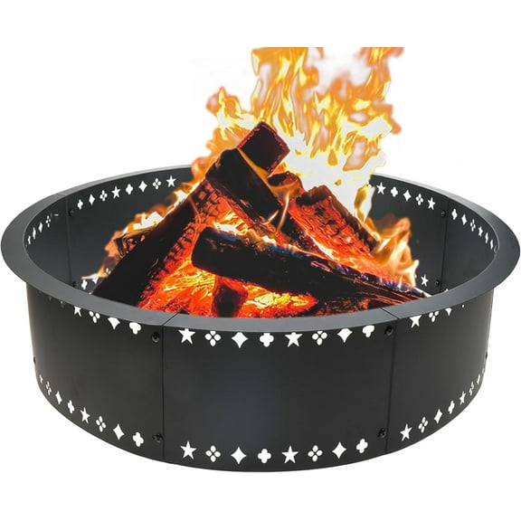 36 inch Fire Ring for Outside Fire Pit,Large Round Smokeless Firepit Insert,DIY Fire Rings for Outside Wood Burning Above or In-Ground Camping Firepit Ring for Outdoor Patio Yard Garden