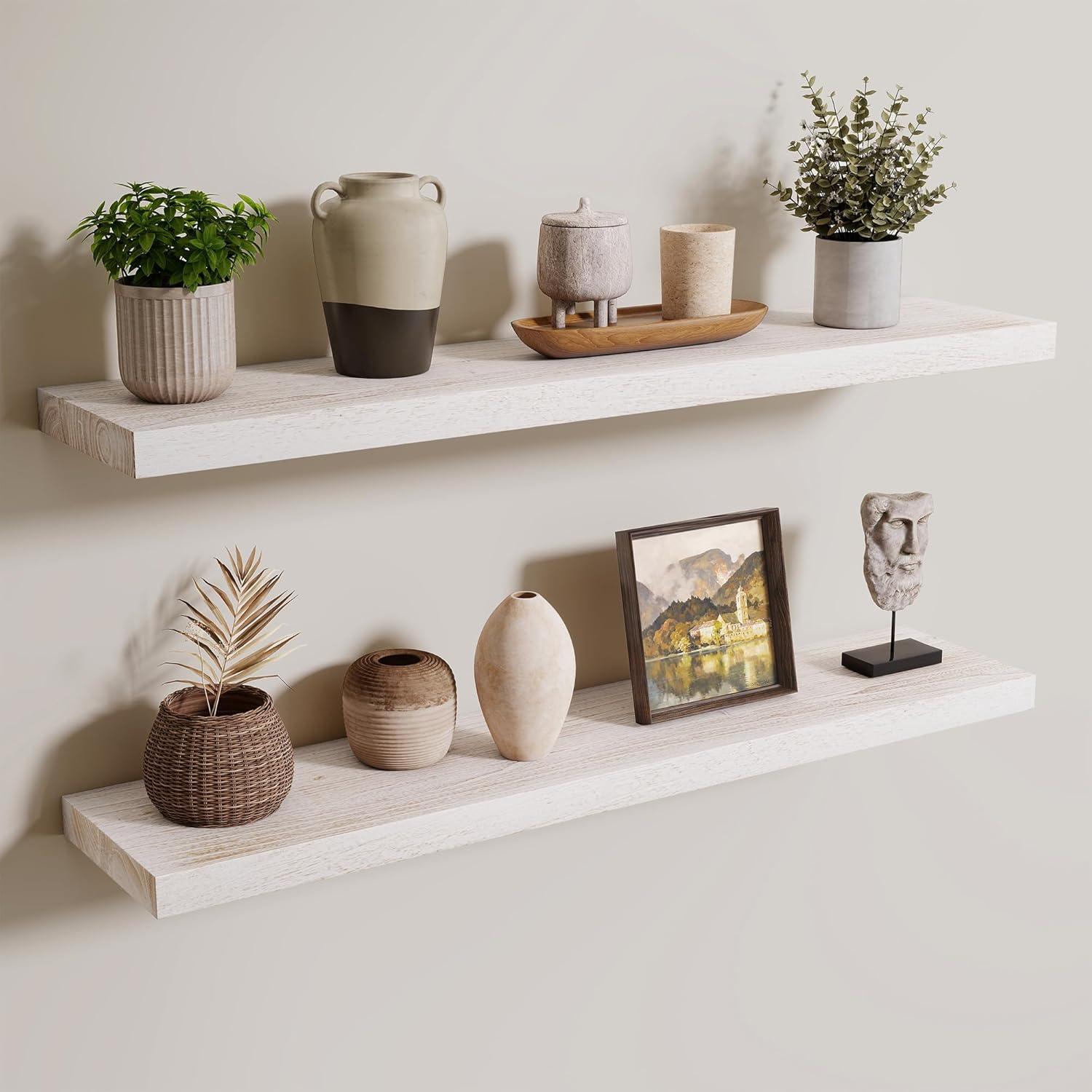 36 inch Floating Shelves for Wall - 8‘‘ D Live Edge Rustic Solid Elm ...