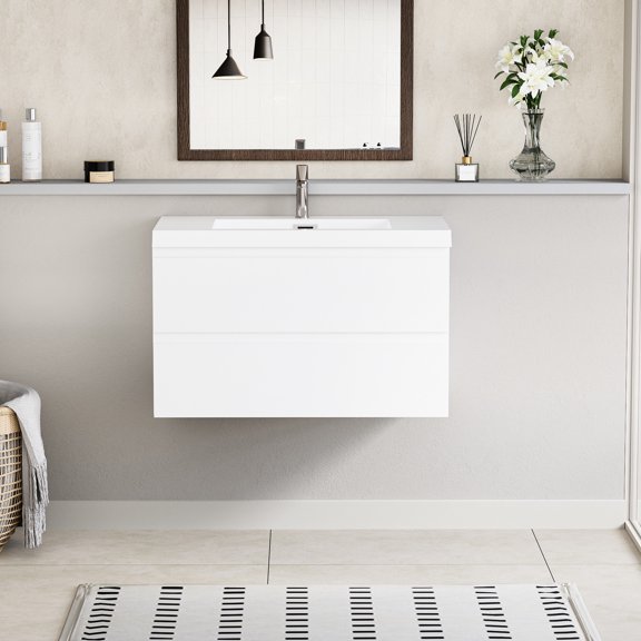 36-inch Floating Vanity - Pre-drilled Components - Bathroom - Fast Assembly