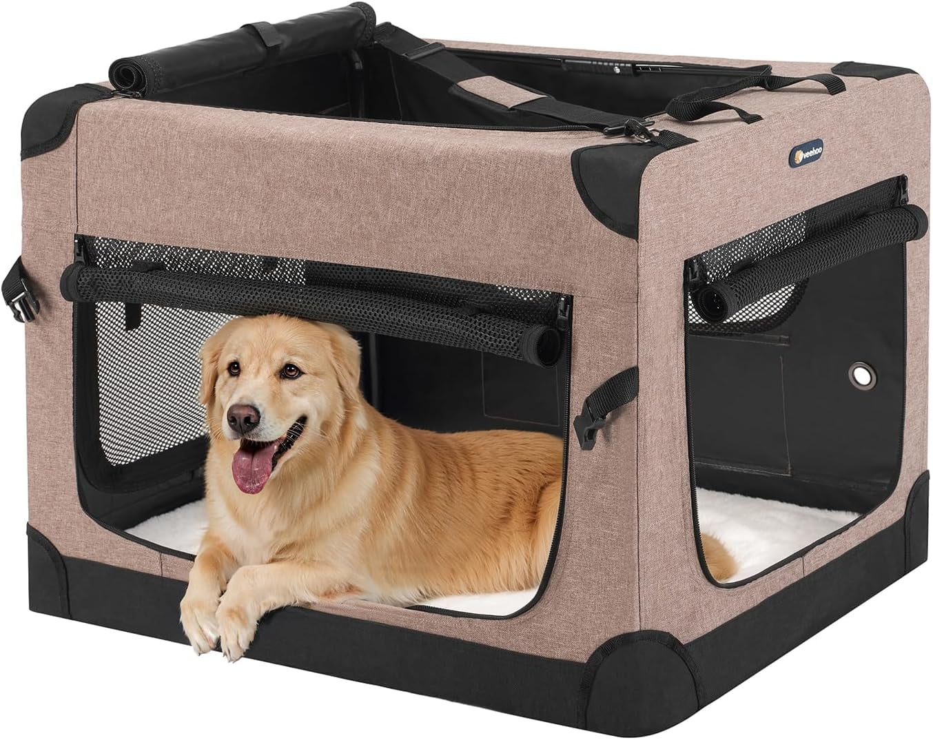 Image showcasing 36 inch Folding Soft Dog Crate, 4-Door Portable Collapsible Pet Kennel ...