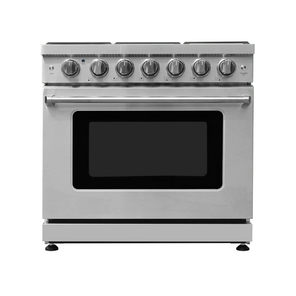 36 inch Gas Range with 6 Gas Burners and Convection Oven in Stainless Steel