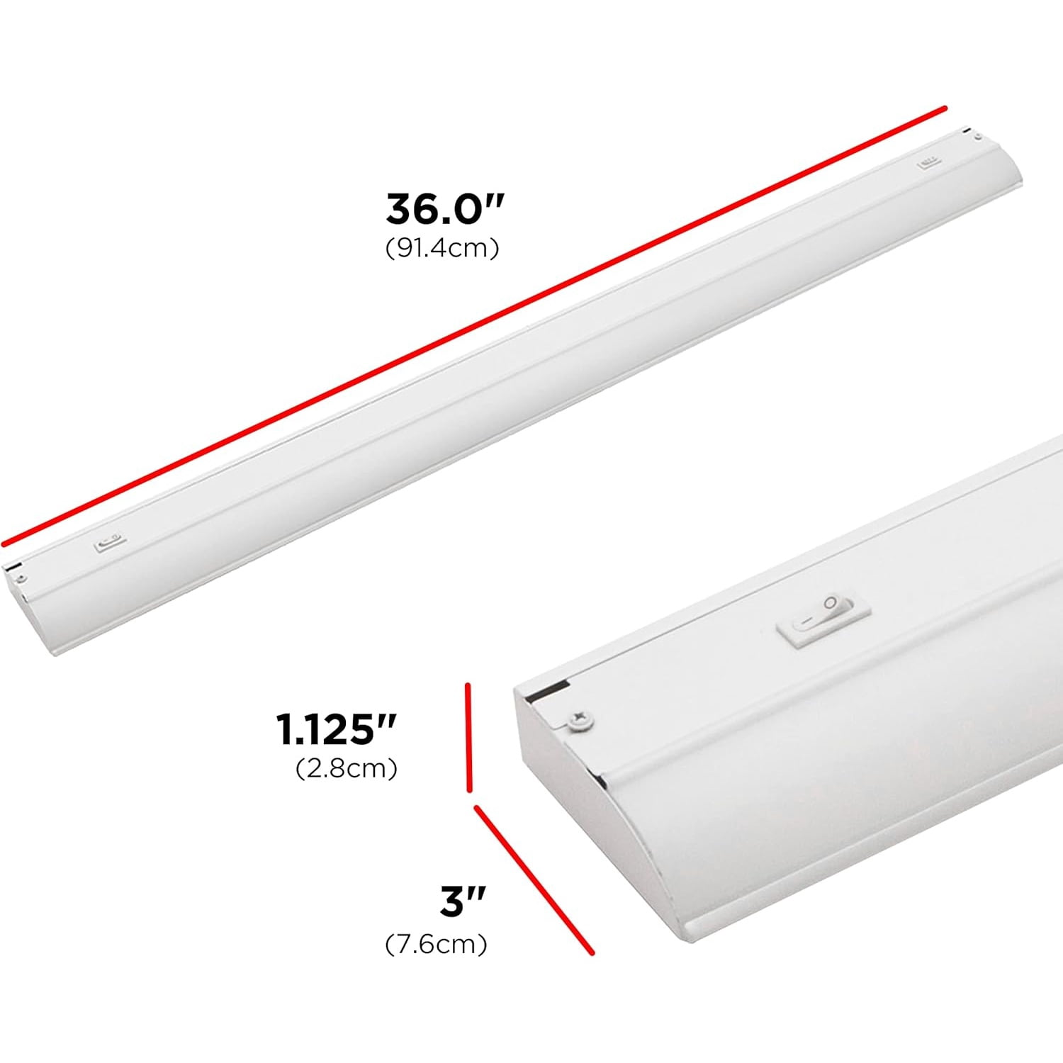 36 inch Hardwired Under Cabinet Lights, 3 Color Settings - 2700K/4000K/5000K - Warm White, Cool White, and Daylight, Under Cabinet Lighting, Dimmable Under Counter Lights for Kitchen