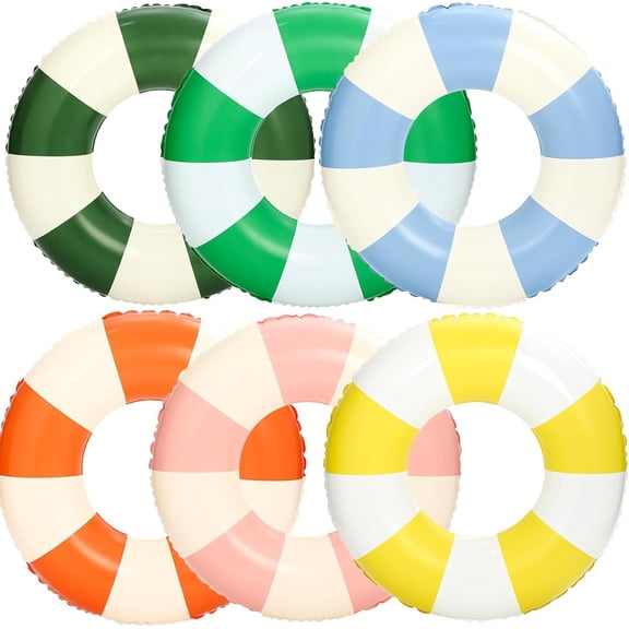 36 inch Inflatable Pool Floats for Adults- 6 Pack Striped Floaties Pool Tubes Swim Rings Inflatable Pool Float for Swimming Pool Party Lake Beach Adults