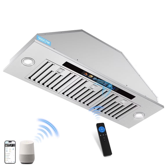 36 inch Insert Range Hood 900 CFM Stainless Steel Ductless Convertible Kitchen Hood with App/Voice/Gesture/Touch Control, Adjustable LED Stove Vent Hood for Indoor Cooktop Tieasy