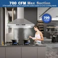 thumbnail image 1 of 36 inch Island Range Hood 700 CFM Kitchen Vent Hood Touch Control, Gesture Sensing 3-Speed Fan, 1 of 10