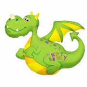 36 inch Kaleidoscope Birthday Dragon Shape Foil Mylar Balloon - Party Supplies Decorations