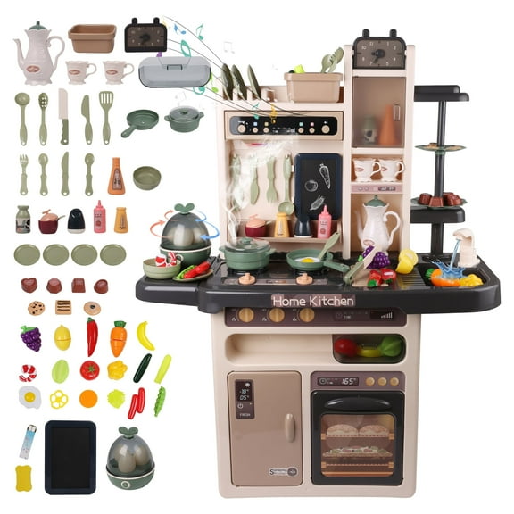 36 inch Kids Play Kitchen Set – Large Pretend Kitchen Toy with Working Sink, Cooking Sounds, Menu Board & Accessory Set – Imaginative Play Cooking Set for Boys & Girls