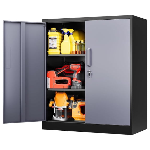 36 inch Metal Cabinet with Shelves,Small Garage Storage Cabinet with ...