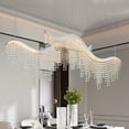 thumbnail image 1 of 36-inch Modern Wave LED Crystal Chandelier - Adjustable Color Temperature 3000K/4000K/6000K - Adjustable Height - Elegant Chandelier for Living Room and Luxurious Space, 1 of 9